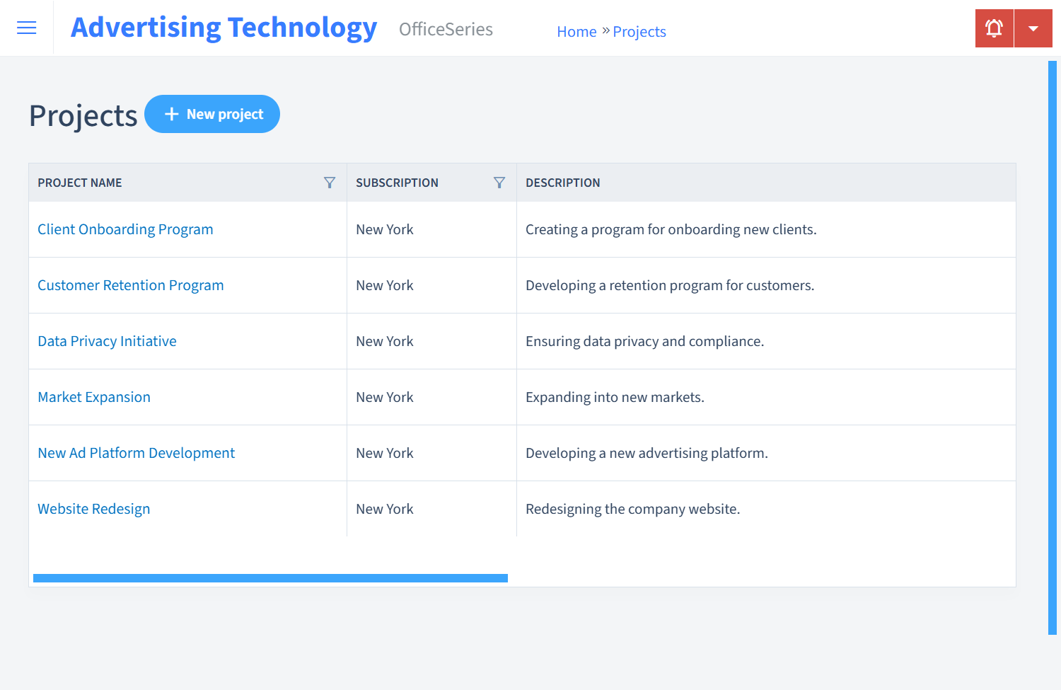 Advertising Technology Timesheet Projects