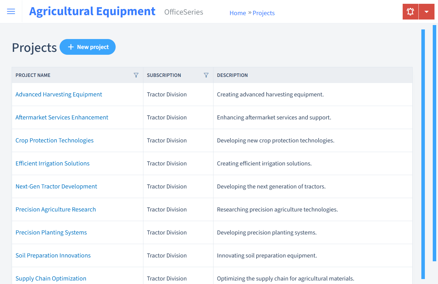 Agricultural Equipment Timesheet Projects