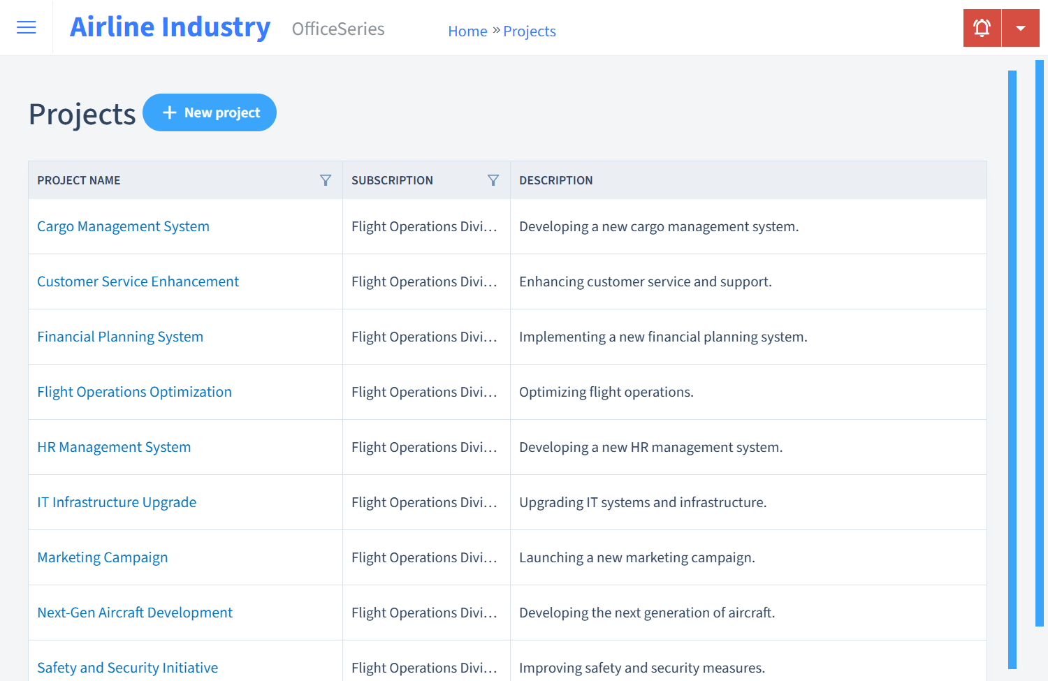 Airline Industry Timesheet Projects