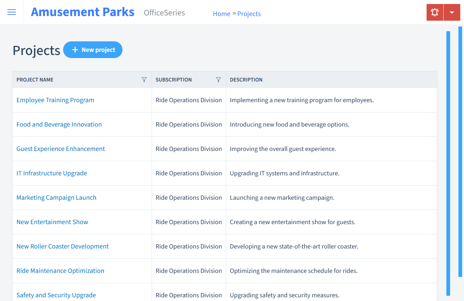 Amusement Parks Timesheet Projects