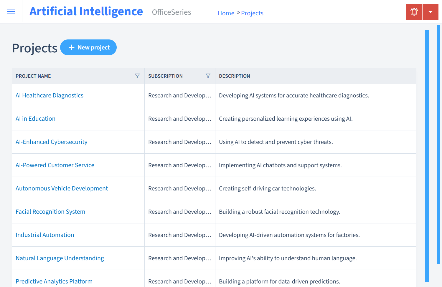 Artificial Intelligence Timesheet Projects