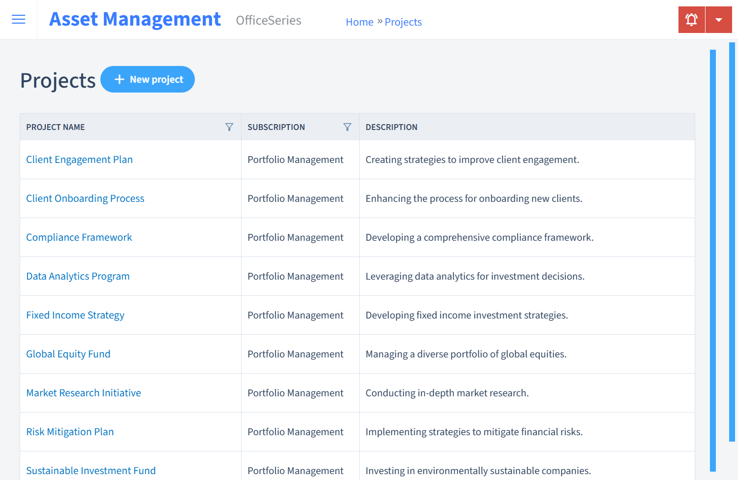 Asset Management Timesheet Projects