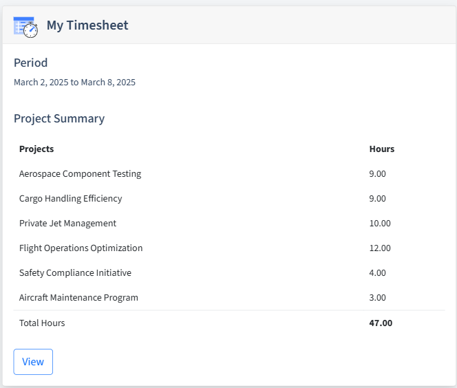 Aviation Services Timesheet Dashboard