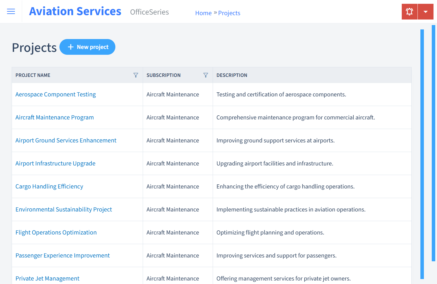 Aviation Services Timesheet Projects