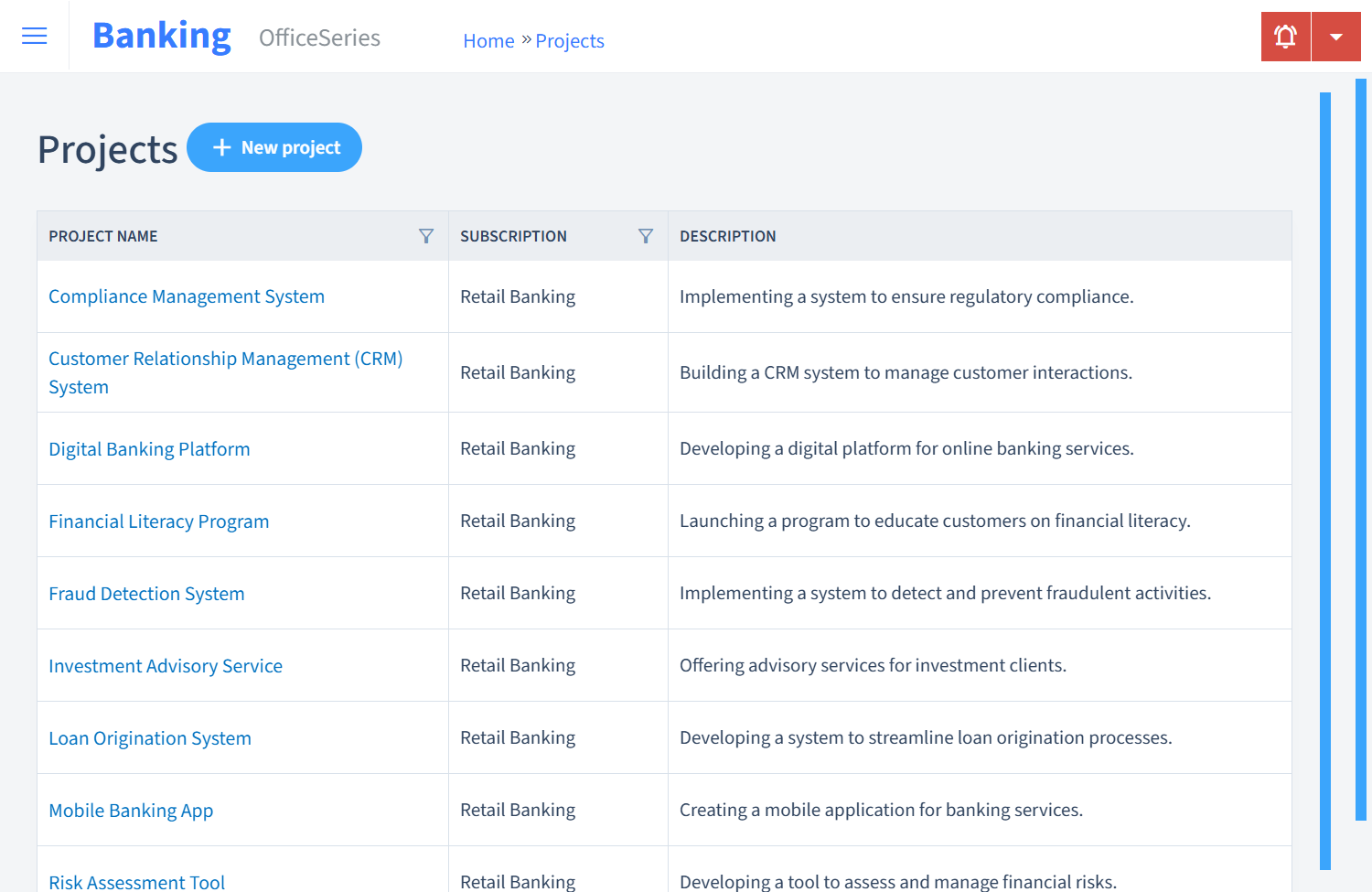 Banking Timesheet Projects