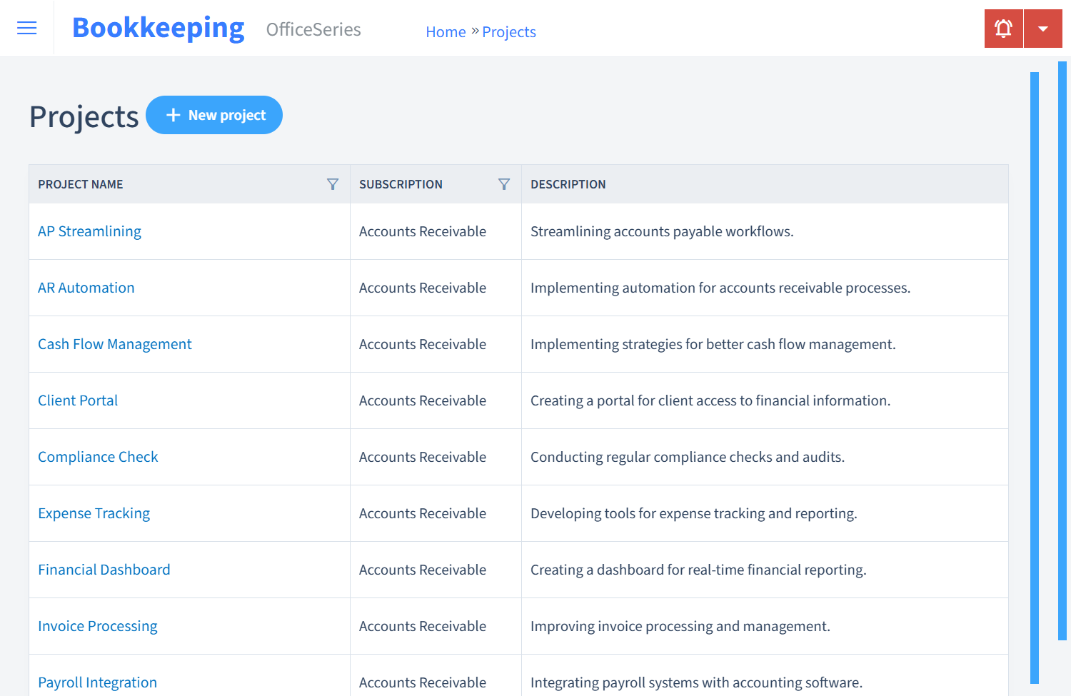 Bookkeeping Timesheet Projects