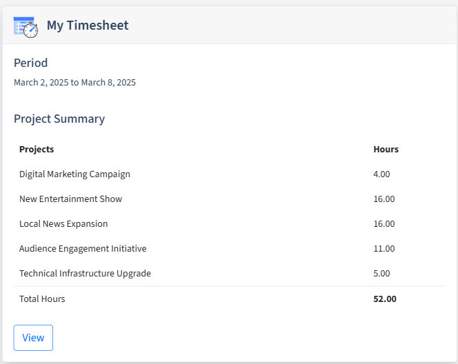 Broadcasting Timesheet Dashboard