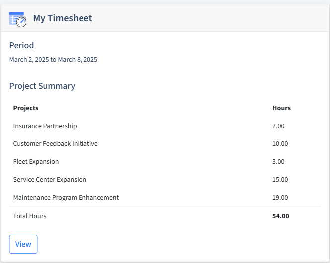 Car Rental Timesheet Dashboard