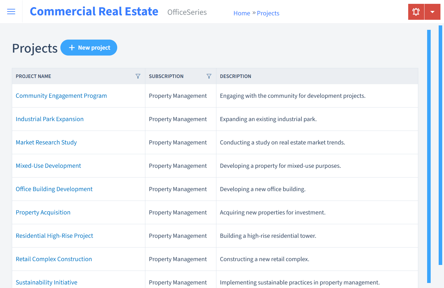 Commercial Real Estate Timesheet Projects