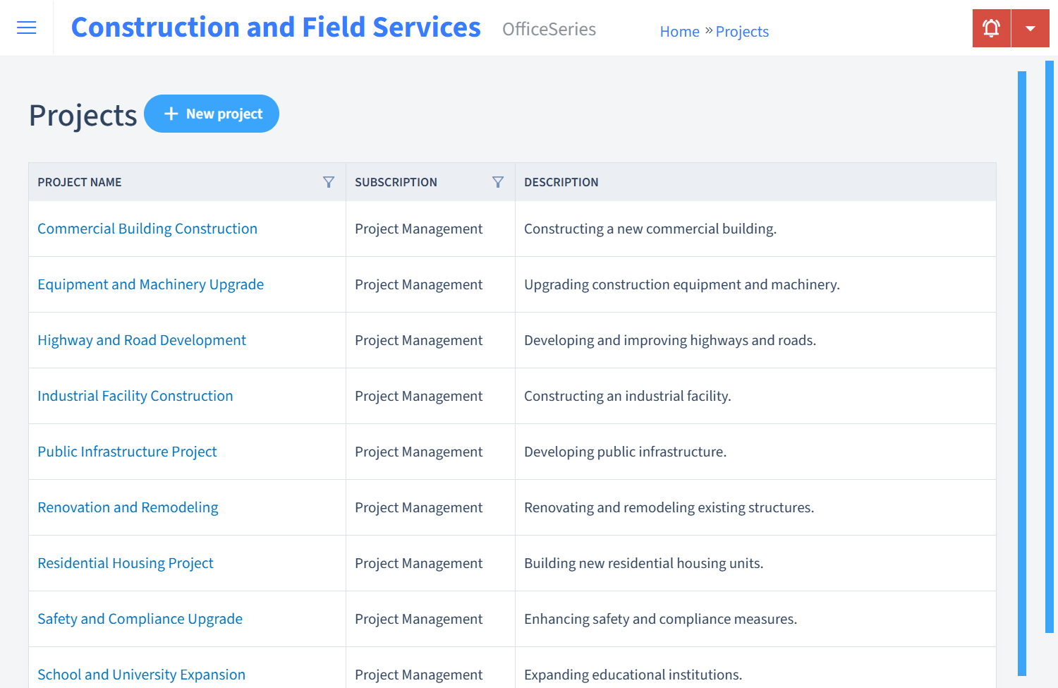 Construction And Field Services Timesheet Projects