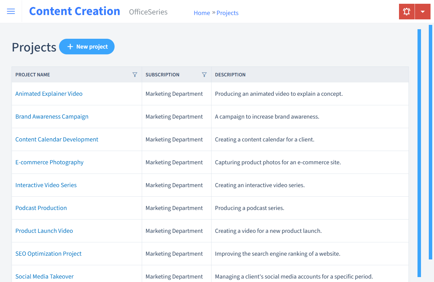 Content Creation Timesheet Projects