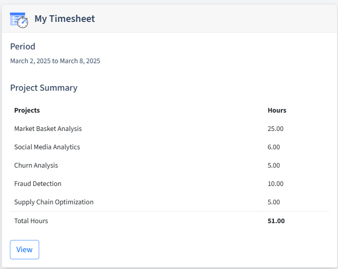 Data Analysis Timesheet Dashboard