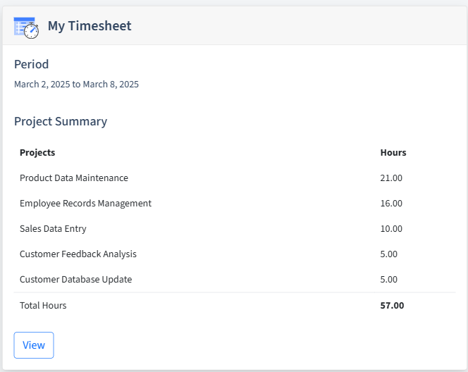 Data Entry Timesheet Dashboard