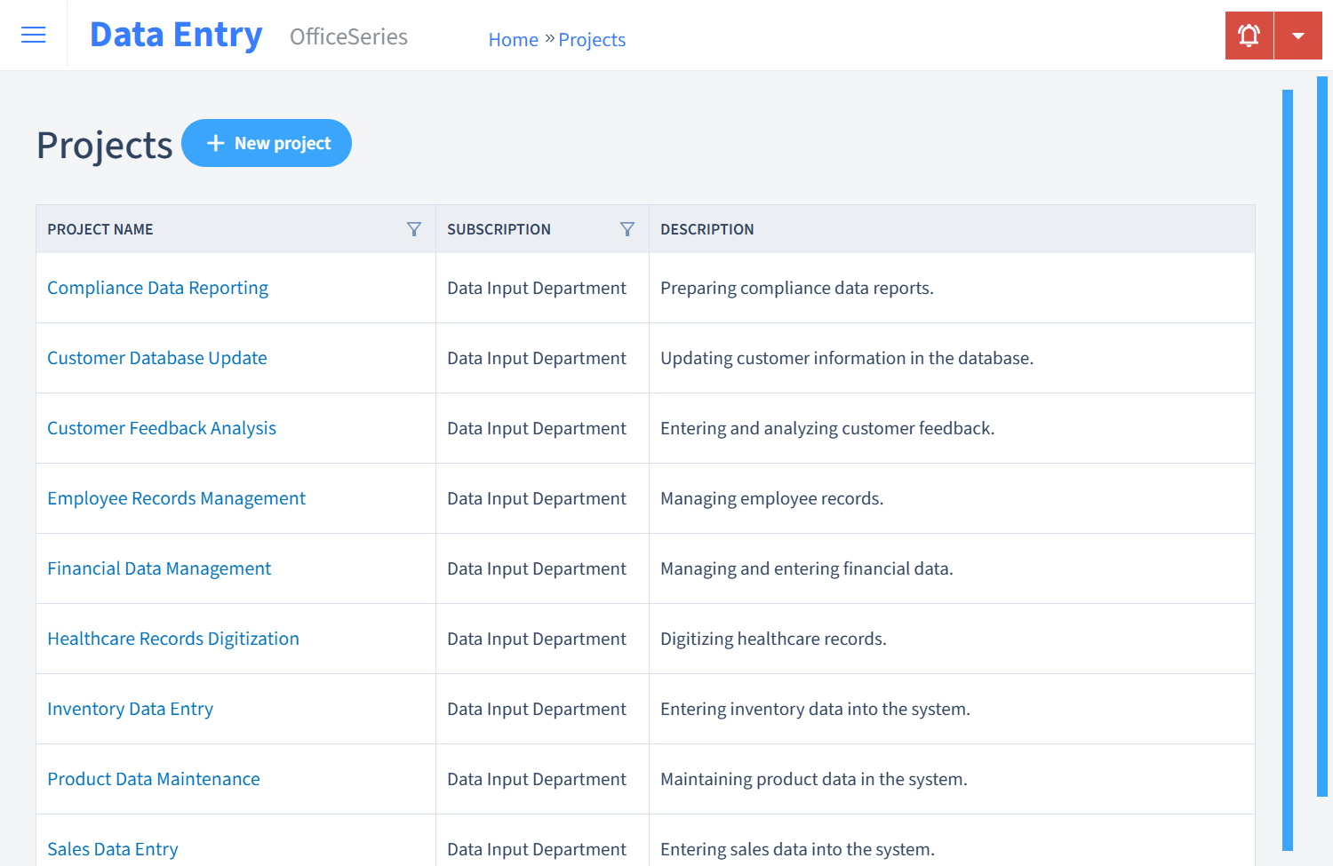 Data Entry Timesheet Projects