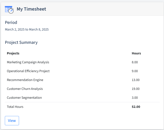 Data Science Timesheet Dashboard