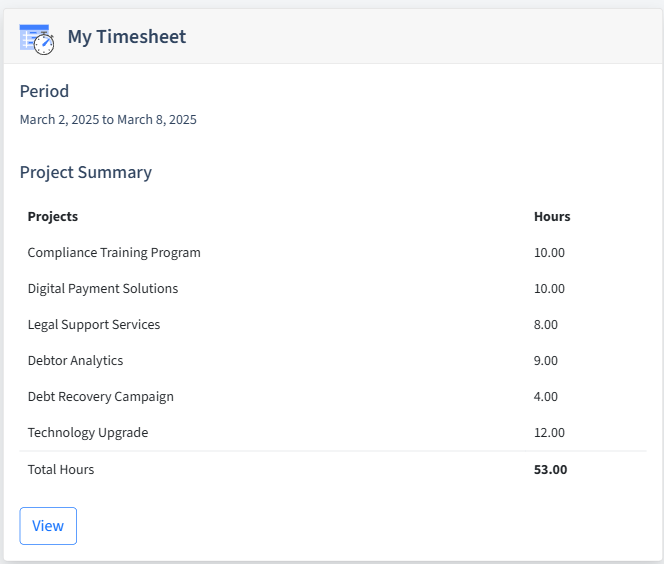 Debt Collection Timesheet Dashboard