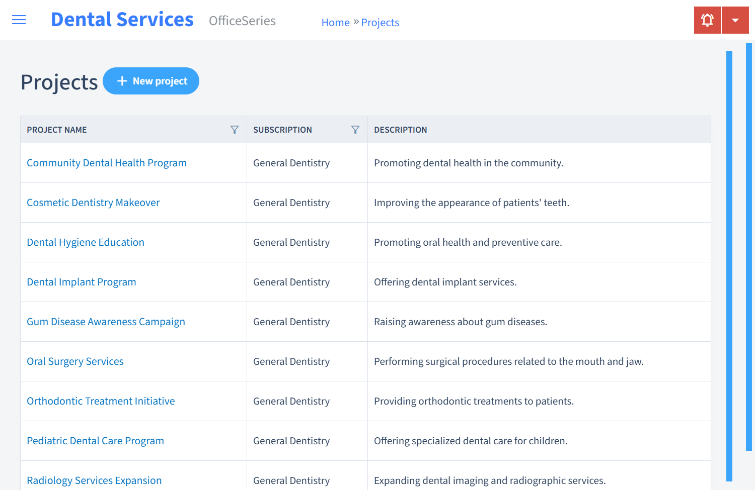 Dental Services Timesheet Projects