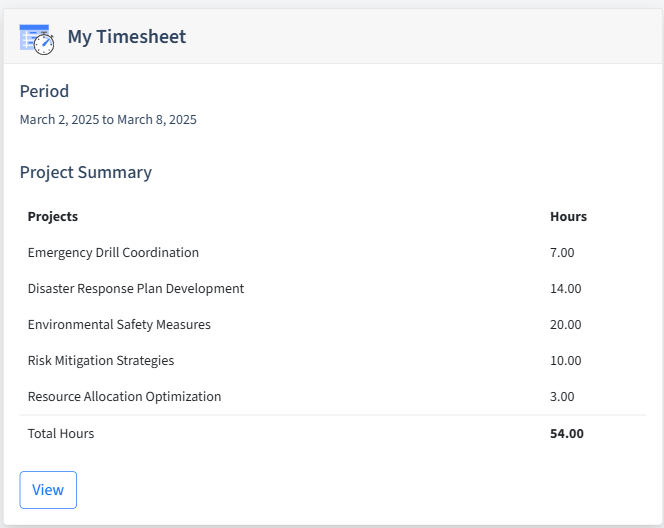 Disaster Recovery Timesheet Dashboard