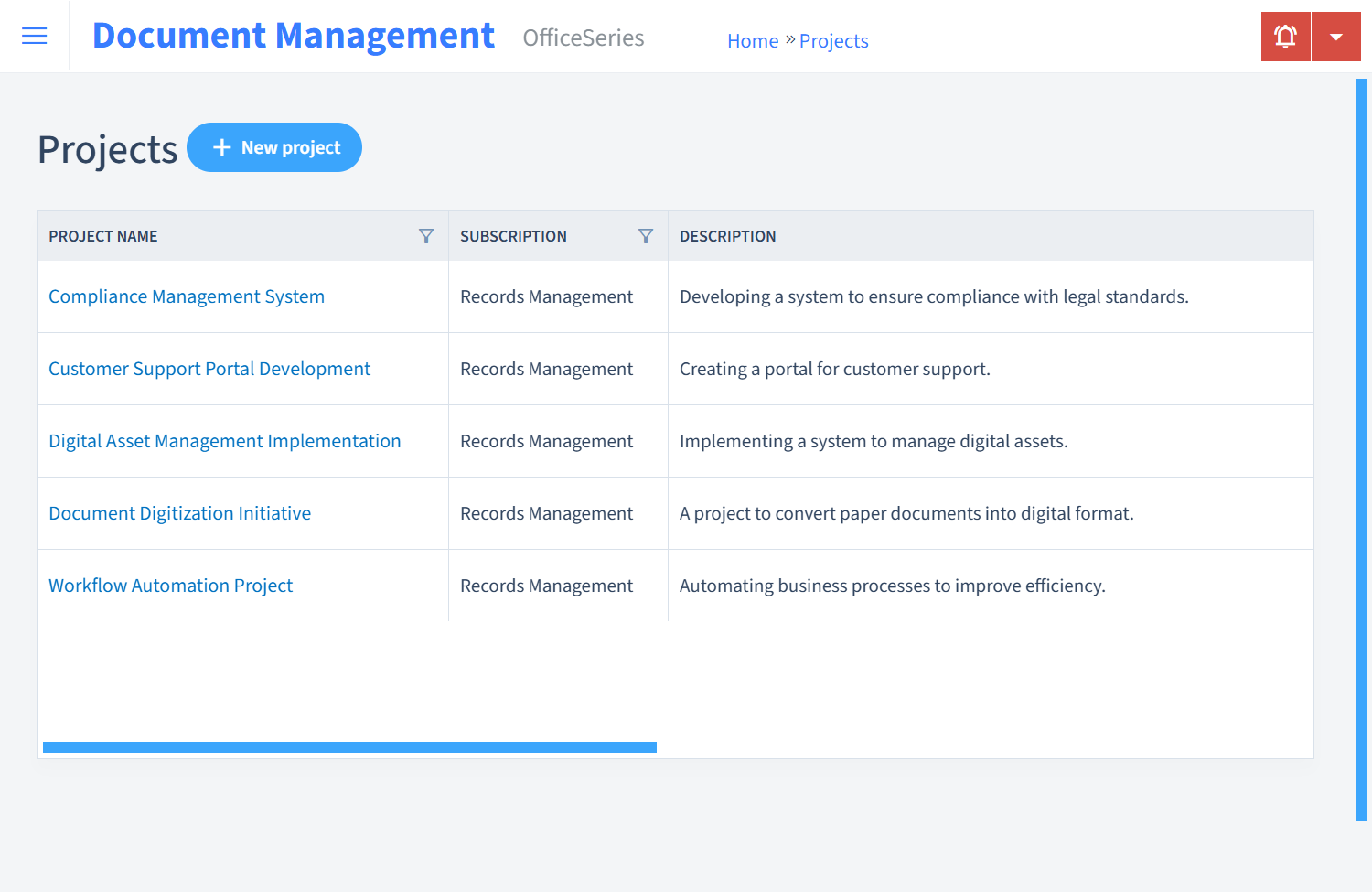 Document Management Timesheet Projects