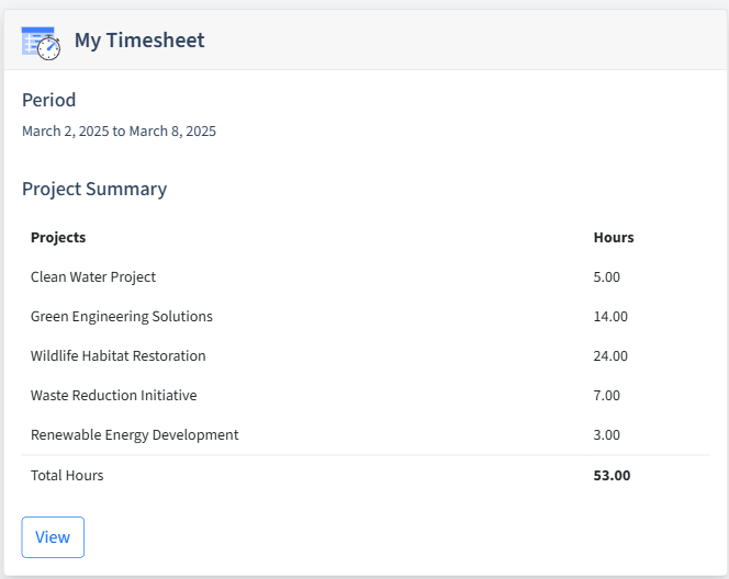 Environmental Services Timesheet Dashboard