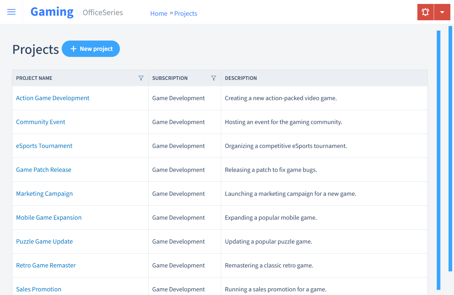 Gaming Timesheet Projects