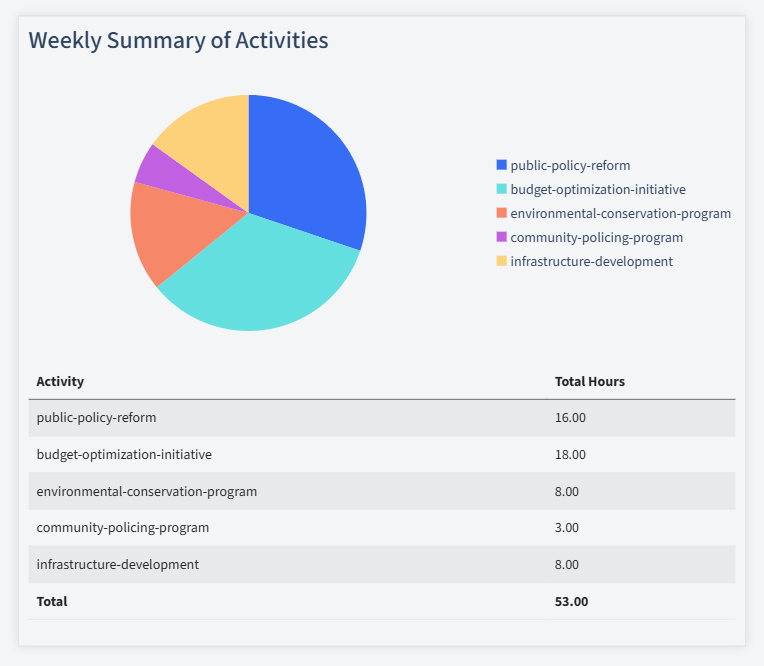 Government Timesheet Activity Summary