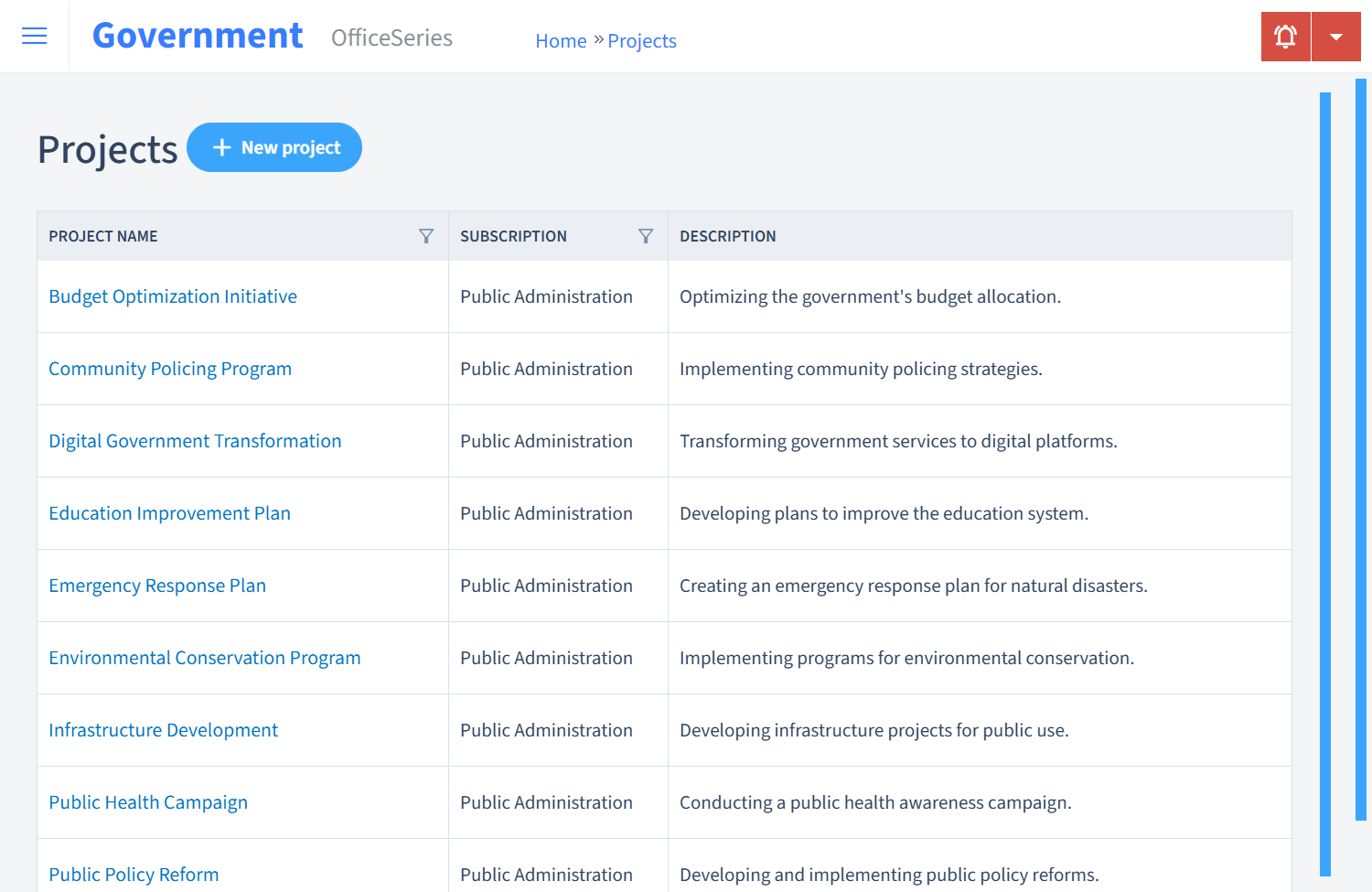 Government Timesheet Projects