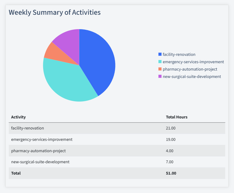 Healthcare Timesheet Activity Summary