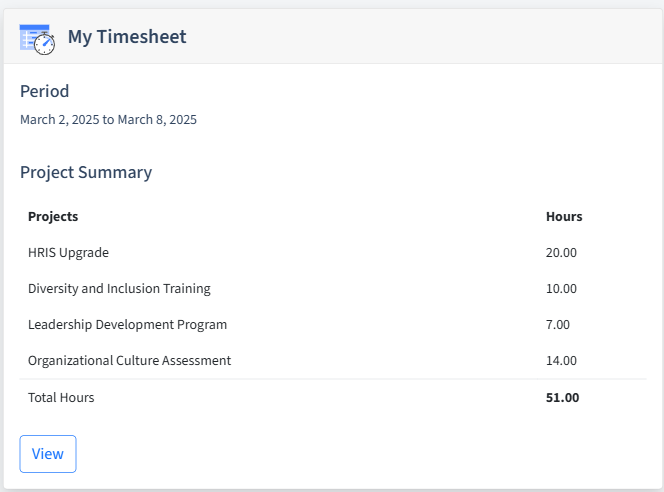 Human Resources Timesheet Dashboard