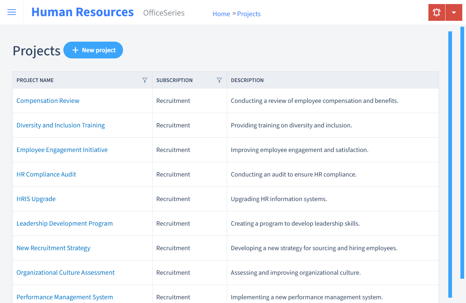 Human Resources Timesheet Projects