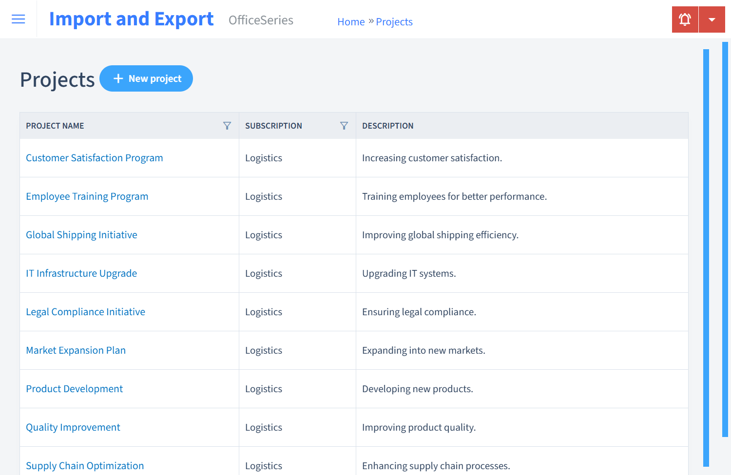 Import And Export Timesheet Projects