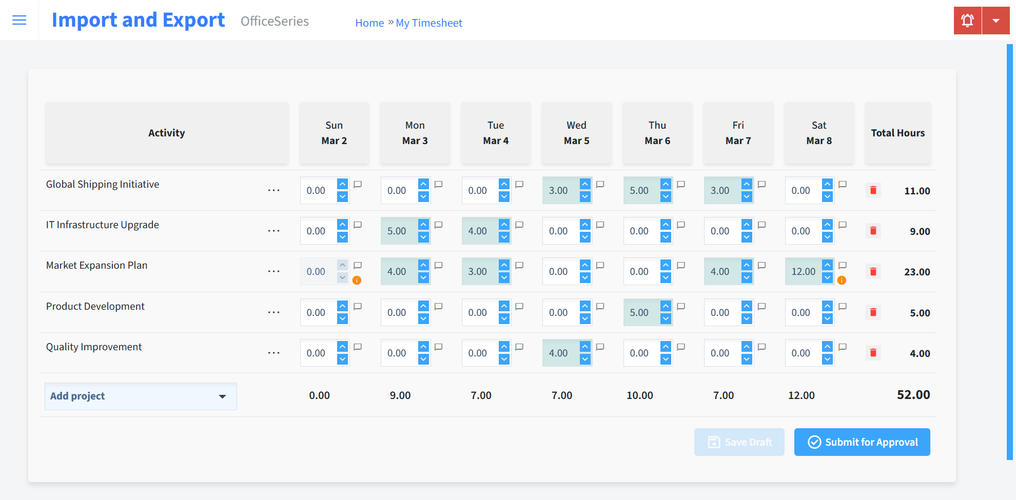 Import And Export Timesheet Time Entry