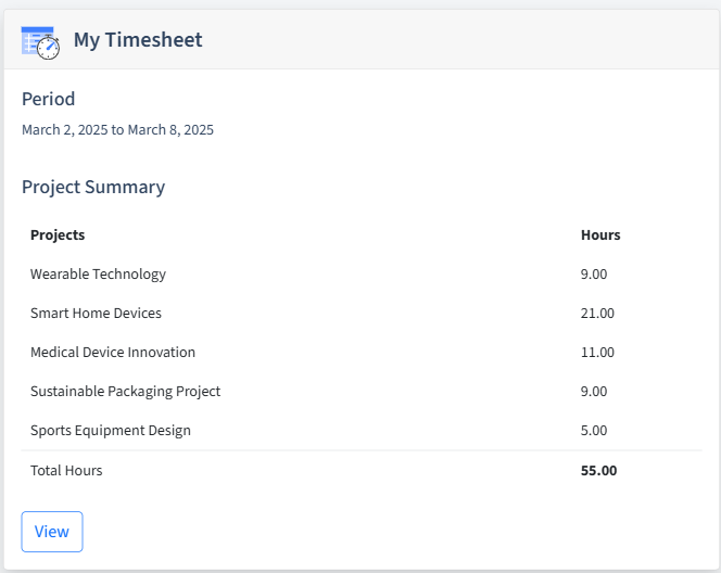 Industrial Design Timesheet Dashboard