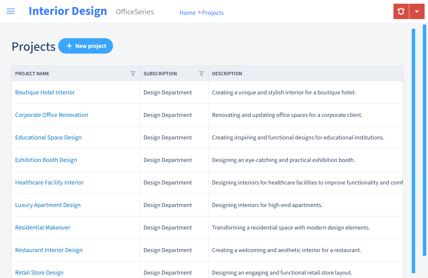 Interior Design Timesheet Projects