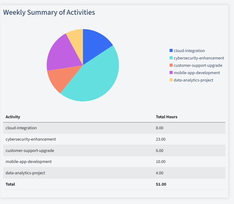 It And Software Development Timesheet Activity Summary