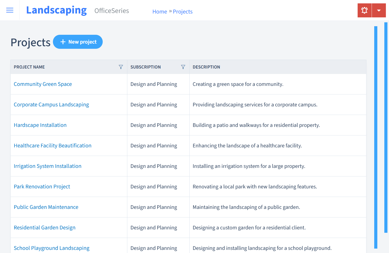 Landscaping Timesheet Projects