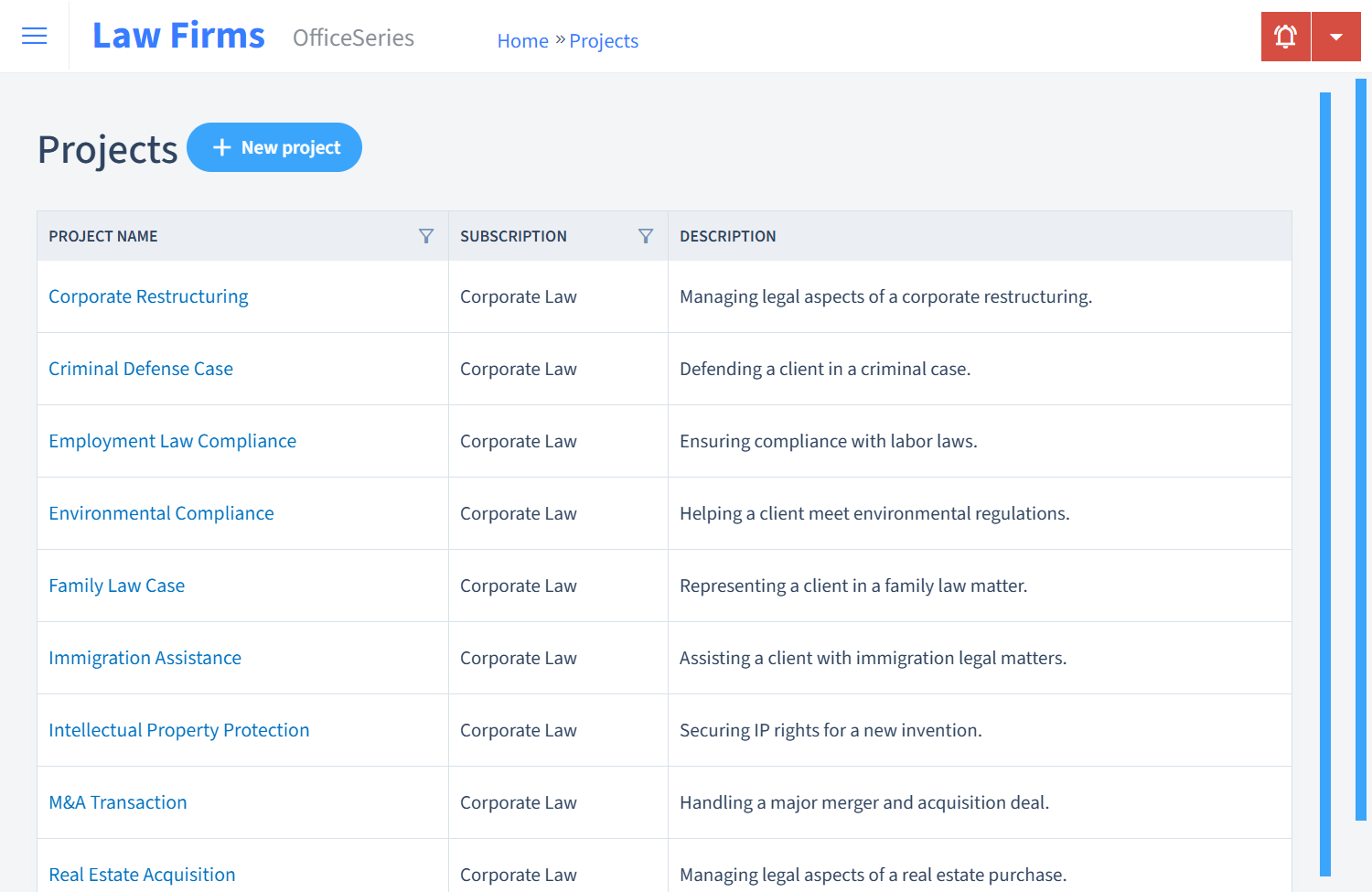 Law Firms Timesheet Projects