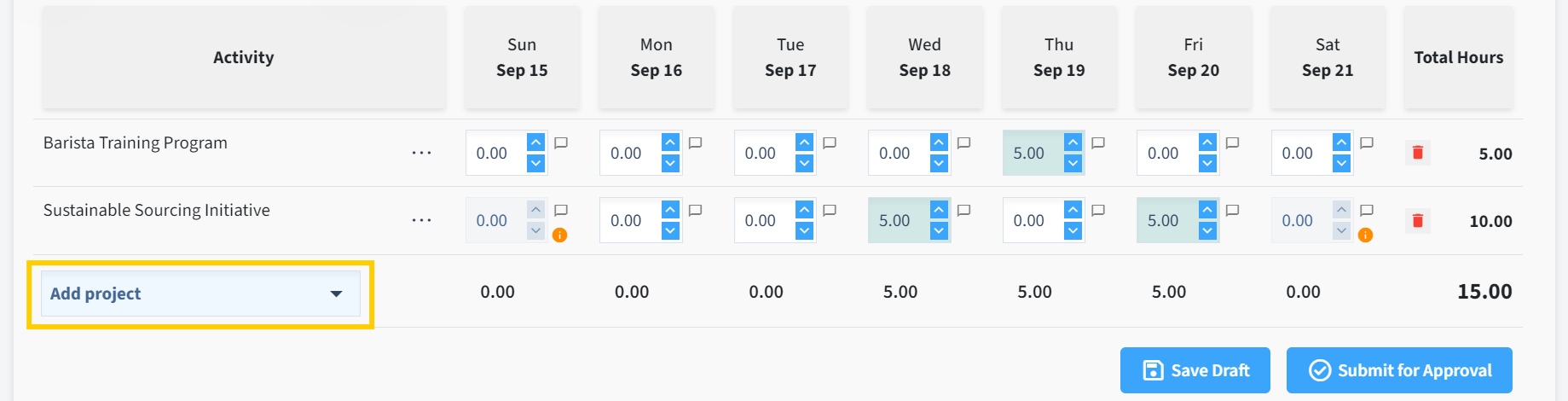 Image Add Project To Timesheet