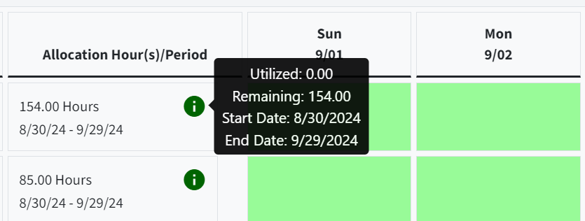 Image Allocation Hours Period Info