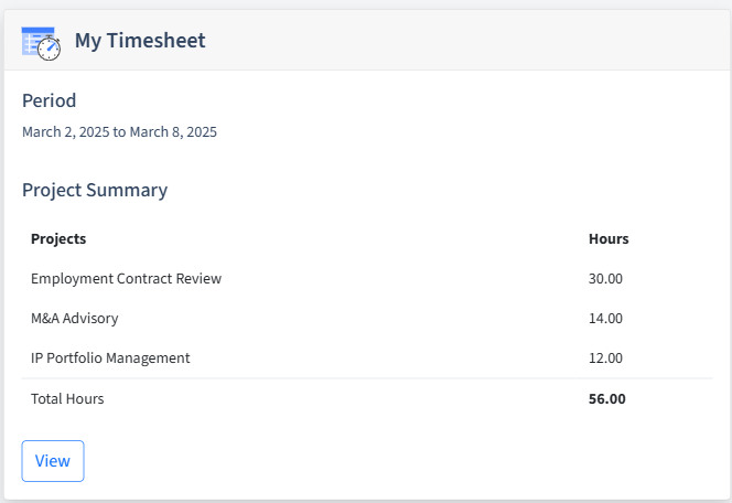 Legal Consulting Timesheet Dashboard