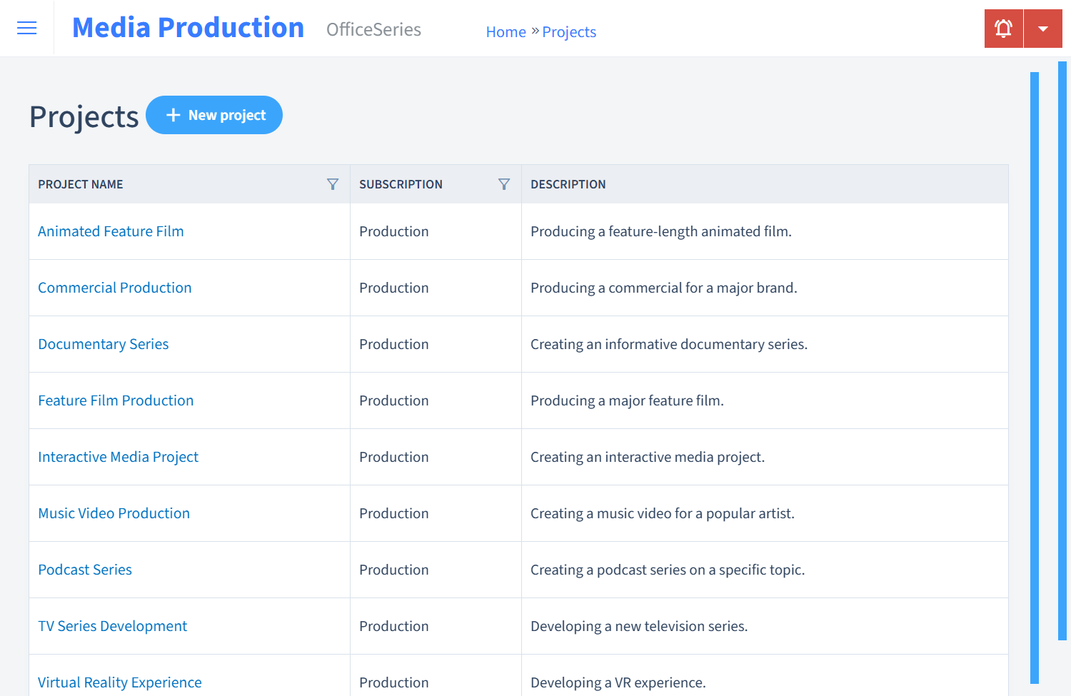 Media Production Timesheet Projects