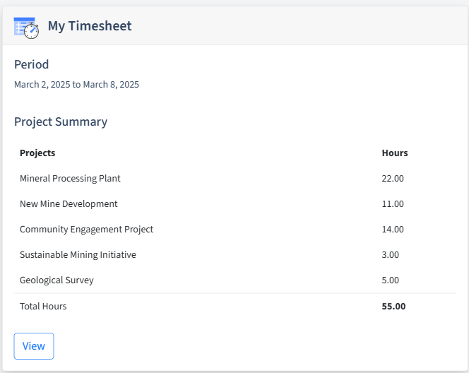 Mining Timesheet Dashboard