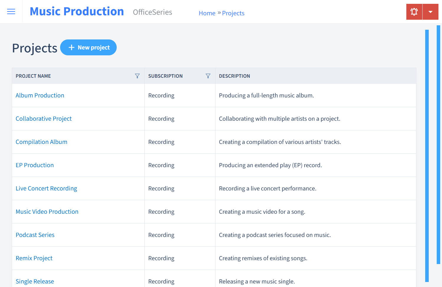 Music Production Timesheet Projects