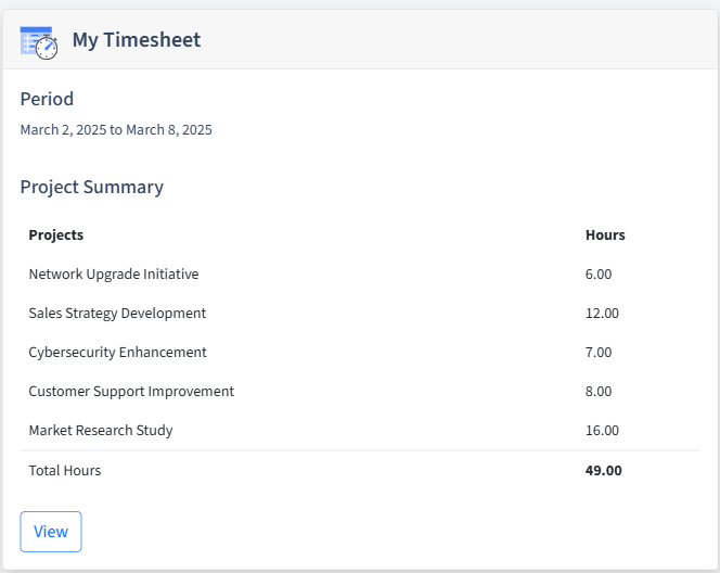 Network Services Timesheet Dashboard