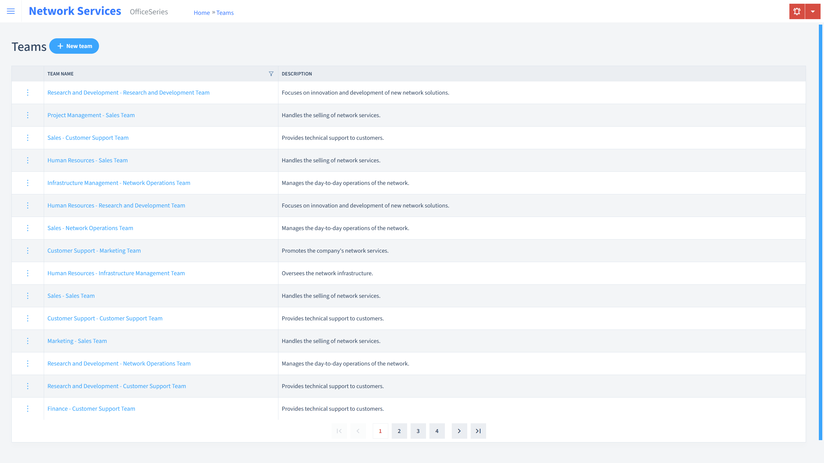 Network Services Timesheet Teams