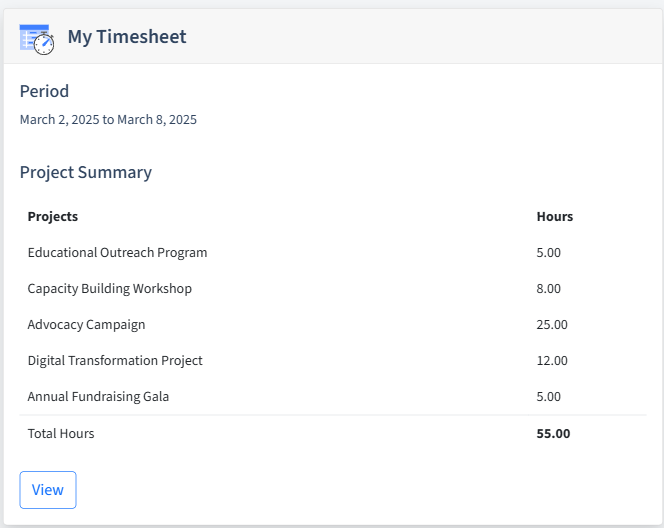 Nonprofits Timesheet Dashboard