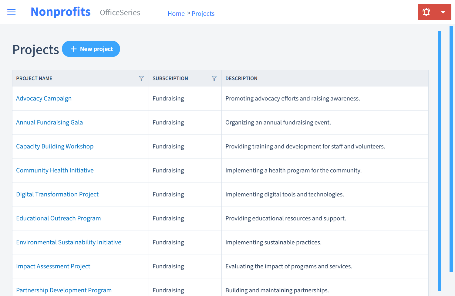 Nonprofits Timesheet Projects