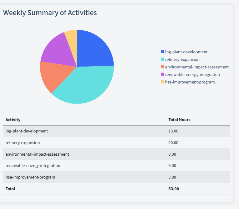 Oil And Gas Timesheet Activity Summary