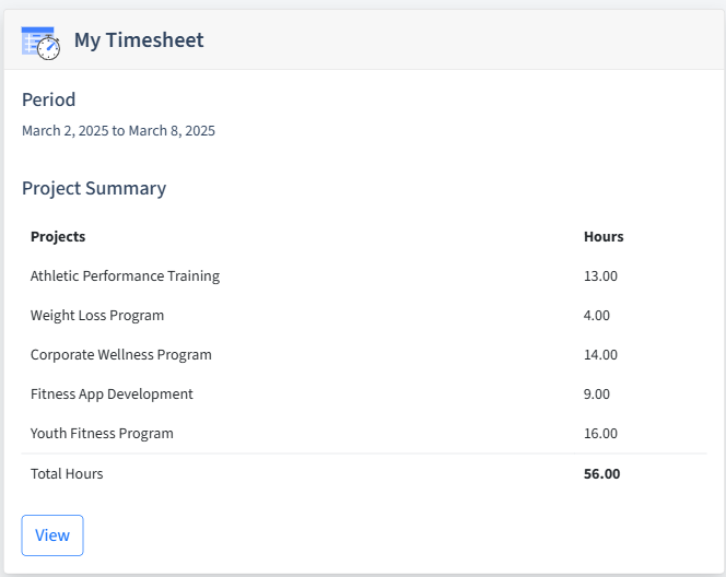 Personal Training Timesheet Dashboard