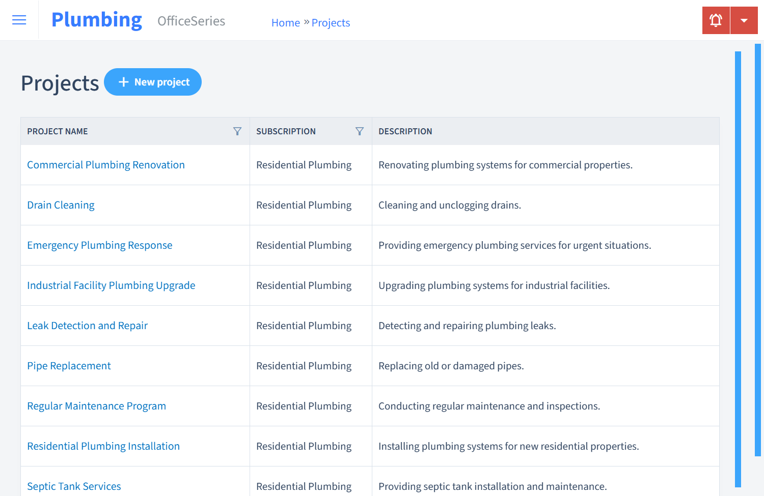 Plumbing Timesheet Projects